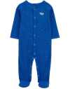 Osito "Carter´s", morley azul con pintitas y dinosaurio bordado