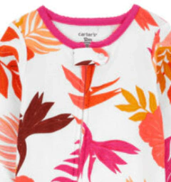 Osito "Carter´s" - De algodón blanco con flores fucsias, con pies antideslizantes - comprar online