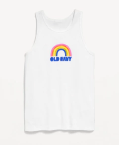 Musculosa "Old Navy" - De algodón blanca con arco iris
