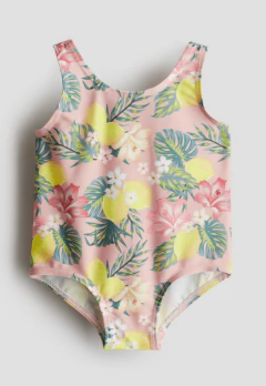 Malla "H&M" - Enteriza floreada rosa con limones