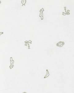 Bodies x 5 unidades - Musculosas blanco con dibujos y rayados en verde y beige - Lupeluz