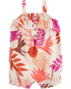 Enterito "Carter´s" - De algodón beige con flores rojas y fucsias