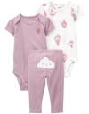 Conjunto "Carter´s" - 3 piezas lila con globos aerostáticos