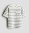 Remera H&M - De piqué blanco con rayas negro y bolsillo