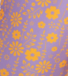 Malla "Licor de Miel" - Enteriza lila con flores naranjas - Lupeluz