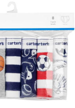 Slips "Carter´s" - Pack x 3 unidades - Gris , rayado con rojo y blanco con pelotas - Lupeluz