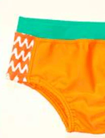 Malla "Licor de Miel" - Naranja con ondas blancas a los costados y cintura verde - comprar online