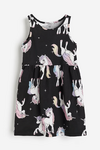 Vestido H&M - Big Girl - Negro con unicornios grandes