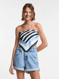 Short "Blue Steel" - De mujer, cintura alta elastizado, talle 40 - comprar online