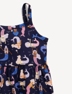 Vestido "Old Navy" - Baby Girl - De algodón azul oscuro con sirenas - comprar online