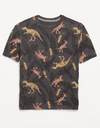 Remera "Old Navy" - Gris oscuro con dinosaurios de colores