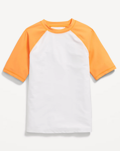 Remera UV "Old Navy" - Blanca con mangas naranjas