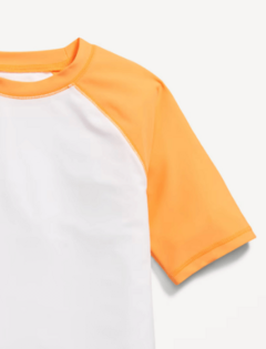 Remera UV "Old Navy" - Blanca con mangas naranjas - comprar online