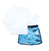 Conjunto "Wonder Nation" - Remera UV manga larga + malla azul tiburones
