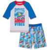 Conjunto "Minions" - Little Boy - Remera UV manga 3/4 + malla blanco, rojo y azul con Minions