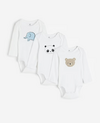 Bodies "H&M" - Pack x 3 blancos con animales estampados