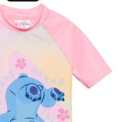 Malla UV "Disney" - Big Girl - Remera UV + short - Rosa flúo con Stich - nuevo modelo - tienda online