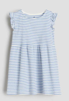 Vestido H&M - De morley , con mangas cortas rayado celeste y blanco