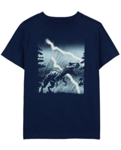 Remera "Osh Kosh" - Azul con dino en blanco