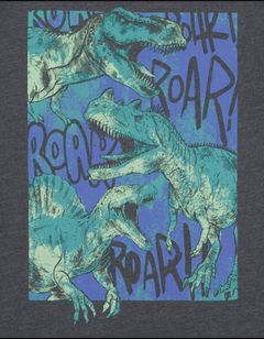 Remera "Carter´s" - Gris oscuro con dinos verdes y dibujo en azul - comprar online