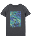 Remera "Carter´s" - Gris oscuro con dinos verdes y dibujo en azul