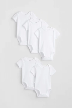 Bodies "H&M" - Pack x 5 unid.manga corta blanco liso