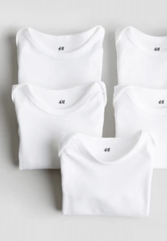 Bodies "H&M" - Pack x 5 unid.manga corta blanco liso - tienda online
