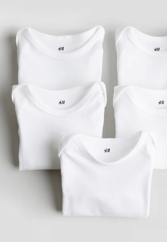 Bodies "H&M" - Little - Pack x 5 unid.musculosas blancas - tienda online