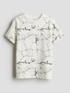 Remera "H&M" - Cruda con estampa en negro tipo mancha