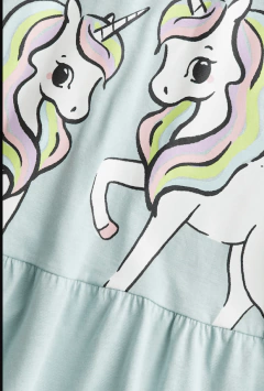 Vestido H&M - Verde con dos unicornios grandes - comprar online