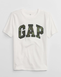 Remera "Gap" - Blanca con logo verde camuflado - comprar online