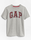 Remera "Gap" - Gris melange con logo rojo estampado - comprar online