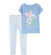 Pijama "Carter´s". 2 piezas remera manga corta+pantalón celeste con mariposa