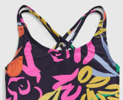 Malla "Gap" - Tankini azul marino con flores de colores - Lupeluz