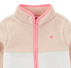 Campera "Osh Kosh"- Big Girl - De polar rosa y blanco en internet