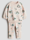 Conjunto "H&M" - Baby Girl - 2 piezas buzo + calza con frisa, rosa con estampas invierno - comprar online