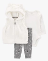 Conjunto "Carter´s" - Recién Nacido - 3 piezas chaleco blanco, body + pantalon (talle chico, ideal Prematuros) - comprar online