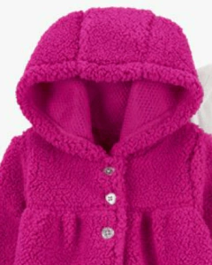Conjunto "Carter´s" - 3 piezas saco peluche fucsia + body + calza gris en internet