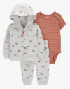 Conjunto "Carter´s" - 3 piezas de algodón metalase gris y rojo con dinos - comprar online