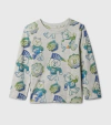 Remera "Gap" - Gris, manga larga, con ositos y logos en verde - comprar online