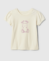 Remera "GAP". Little Girl - Cruda con osito lila, manga con frunce - comprar online