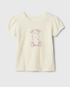 Remera "GAP". Little Girl - Cruda con osito lila, manga con frunce - comprar online