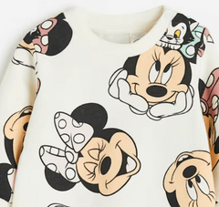 Conjunto "H&M" - Minnie - 2 piezas buzo + jogging crudo con caritas, con frisa en internet