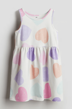 Vestido H&M - Crudo con corazones lilas, rosas y naranjas - comprar online