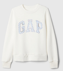 Buzo "Gap". Cuello redondo blanco con logo estampado con dibujos - comprar online