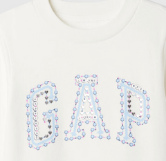 Buzo "Gap". Cuello redondo blanco con logo estampado con dibujos - tienda online