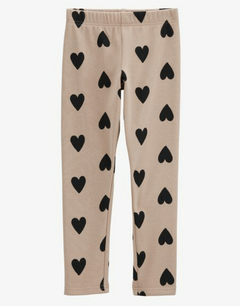 Calza "Carter´s". Beige con corazones negros- Frisada!! Súper abrigada! - Lupeluz