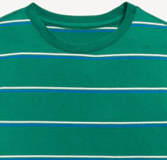 Remera "Old Navy" - Manga larga verde con rayitas blancas y azules - Lupeluz