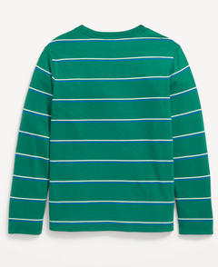 Remera "Old Navy" - Manga larga verde con rayitas blancas y azules en internet
