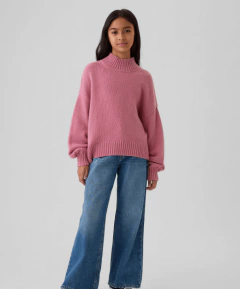 Sweater "Gap". Tejido rosa, con cuello polera en internet